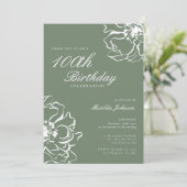 Sage Floral 100ste verjaardagsfeest Kaart (Staand voorkant)