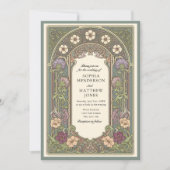 Sage Floral Art Nouveau Wedding Invitation (Devant)