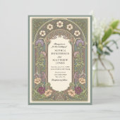 Sage Floral Art Nouveau Wedding Invitation (Debout devant)