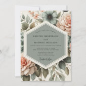 Sage Floral Bloom Romance Wedding Kaart (Voorkant)