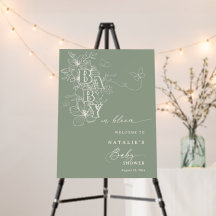 Sage Floral Butterflies Baby in Bloom Affiche de b