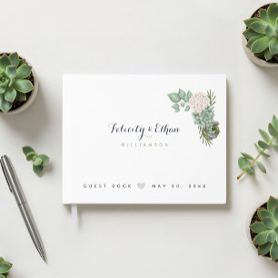 Sage Floral Flowers White Wood Mariage livre d'hôt