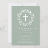 Sage Floral Girls First Confirmation Invitation (Devant)