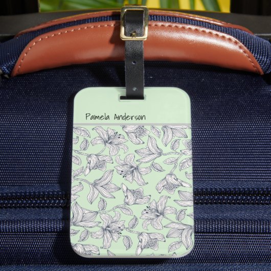 Sage Floral Monogram iPhone / iPad case Bagagelabel (Voorkant Insitu 2)