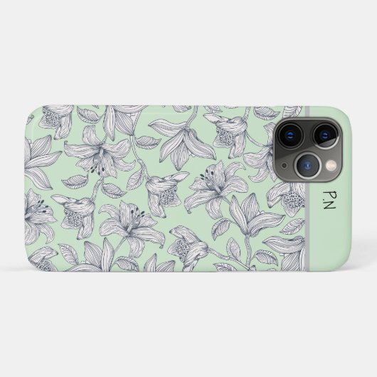 Sage Floral Monogramme iPhone / coque ipad (Dos (Horizontal))