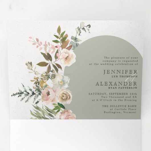 Sage floral rustique tout en un triple Mariage (Intérieur en premier)