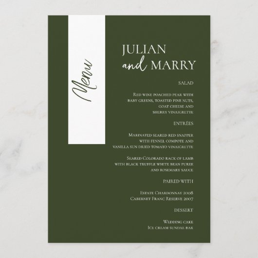 SAGE fluistert Soiree Menu (Voorkant)