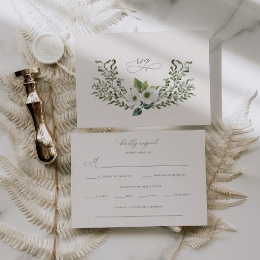 Sage Garden Wedding RSVP Réponse Carte de boîtier