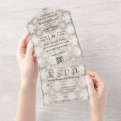 Sage Geometrisch Bloemen Patroon E-mail QR Code All In One Uitnodiging (Afscheurbaar)