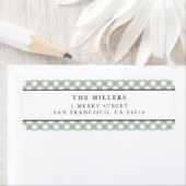 Sage Gingham Birth Announcement Adresetiketten Etiket (Insitu)