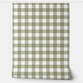 Sage Gingham Check Green Buffalo Plaid Behang