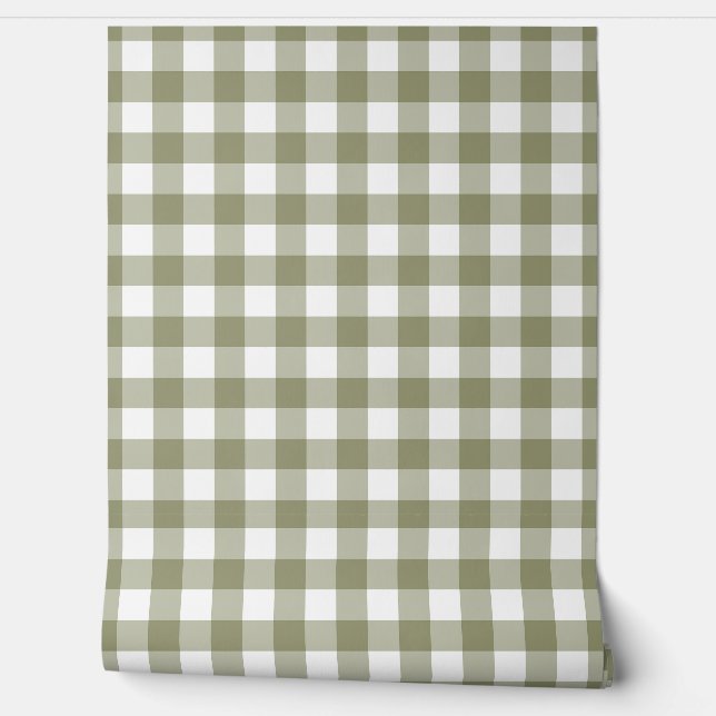 Sage Gingham Check Green Buffalo Plaid Behang (Afrollen)