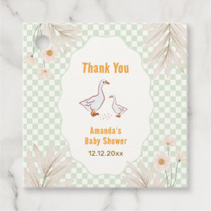 Sage Gingham Daisy Boho Silly Goose Baby Shower Bedankjes Labels