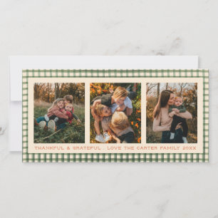 Sage Gingham Dankbare Foto Vakantiekaart