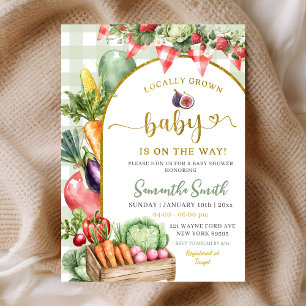 Sage Gingham lokaal geteelde groenten baby shower Kaart