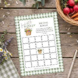 Sage Gingham Market Bruidsfeest Bingo kaart