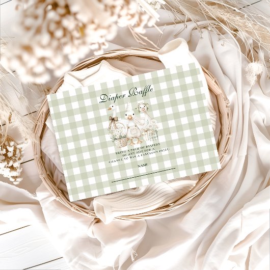 Sage Gingham Silly Goose Diapper Raffle Informatiekaartje