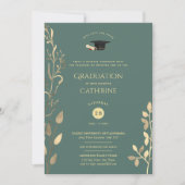Sage Gold AFSTUDEREN Ceremony Invitations Classy Kaart (Voorkant)