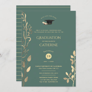 Sage Gold AFSTUDEREN Ceremony Invitations Classy Kaart