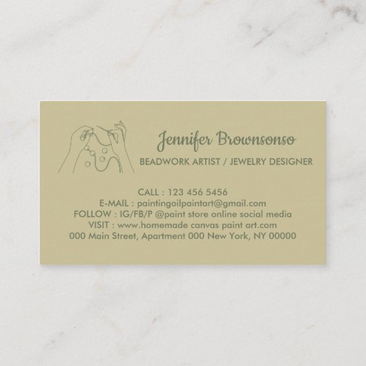 Sage Gold Beads Creation Bijouterie Visitekaartje (Achterkant)