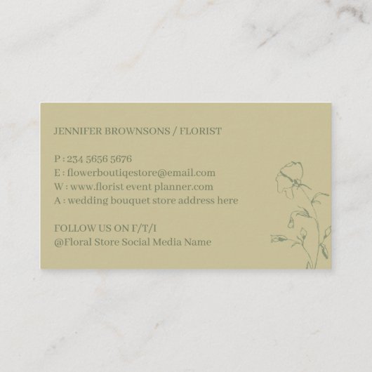 Sage Gold Botanische Handgreep ventilator Visitekaartje (Achterkant)