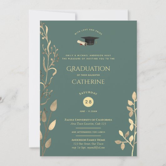 Sage Gold Ceremony Invitations Classy (Devant)