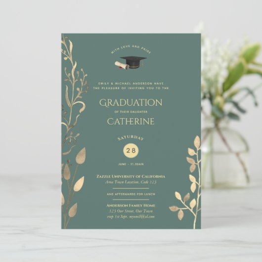 Sage Gold Ceremony Invitations Classy (Debout devant)