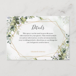 Sage gold eucalyptus geometric wedding detail card informatiekaartje