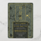 Sage & Gold Faire-part de mariage à huile florale (Recto)