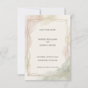 Sage Goud Diamant Save the Date Kaart