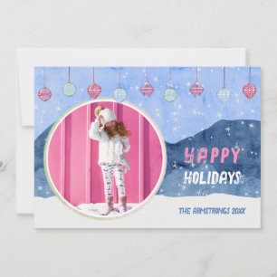Sage Goud Scandi Boom Patroon Foto Kerstmis Feestdagenkaart