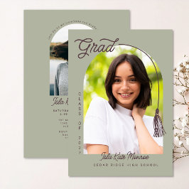 Sage Grad Announcement and Invitation with Photo Kaart