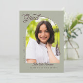 Sage Grad Announcement and Invitation with Photo Kaart (Staand voorkant)