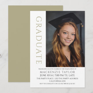 Sage Graduation Modern Photo Template Personalized Kaart