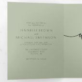 Sage Gray Classic Formal Minimum Wedding Drieluik Kaart (Binnenzijde eerst)
