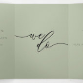 Sage Gray Classic Formal Minimum Wedding Drieluik Kaart (Binnenkant midden)