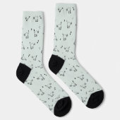 Sage Gray Green Cat Line Art Pattern Socks Sokken (Rechts)