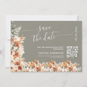 Sage Gray Terracotta Graduation Save the Date QR (Devant)