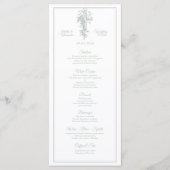 Sage Gray Toile de Jouy Wedding Menu Card (Devant)