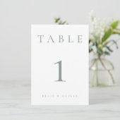 Sage Green 1 Numéro de table Mariage/événement (Debout devant)