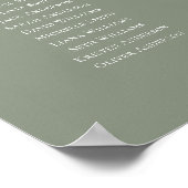 Sage Green 20 Tafels Vind uw Zitplaatskaart Poster (Hoek)
