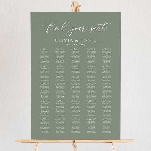Sage Green 25 tafels Vind uw stoel kaart Poster