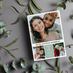 Sage Green 3 Foto Collage Modern Save the Date