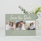 Sage Green 4-foto 2 zijdige bruiloft opslaan datum Save The Date (Staand voorkant)