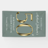 Sage Green 50e verjaardag Solid Gold Typografie Spandoek (Horizontaal)