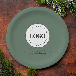 Sage Green Add Custom Business Company Logo Party Papieren Bordje