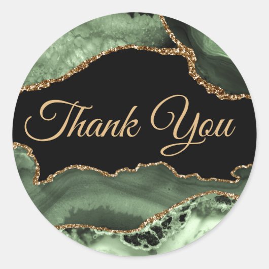 Sage Green Agaat Dank je wel Ronde Sticker (Voorkant)