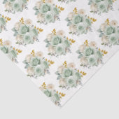 Sage Green and Gold Elegant Flowers Tissuepapier (Detail)