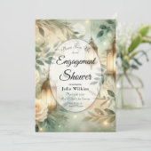 Sage Green and Ivory Rose Lantern Shower Kaart (Staand voorkant)