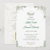 sage green and navy blue wedding invitations (Devant / Derrière)